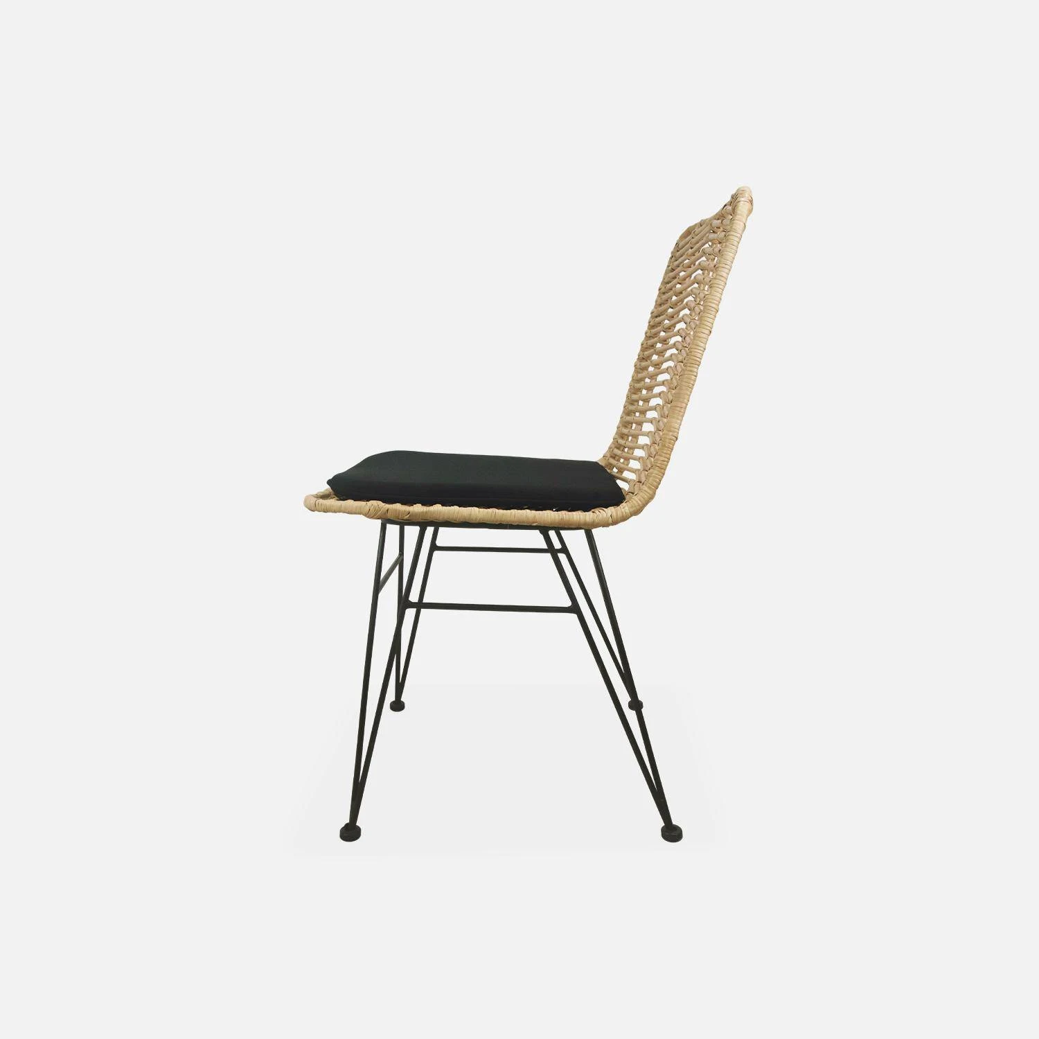 Chaise Métal Et Rotin Naturel (lot De 2) Couleur : Noir – Image 7