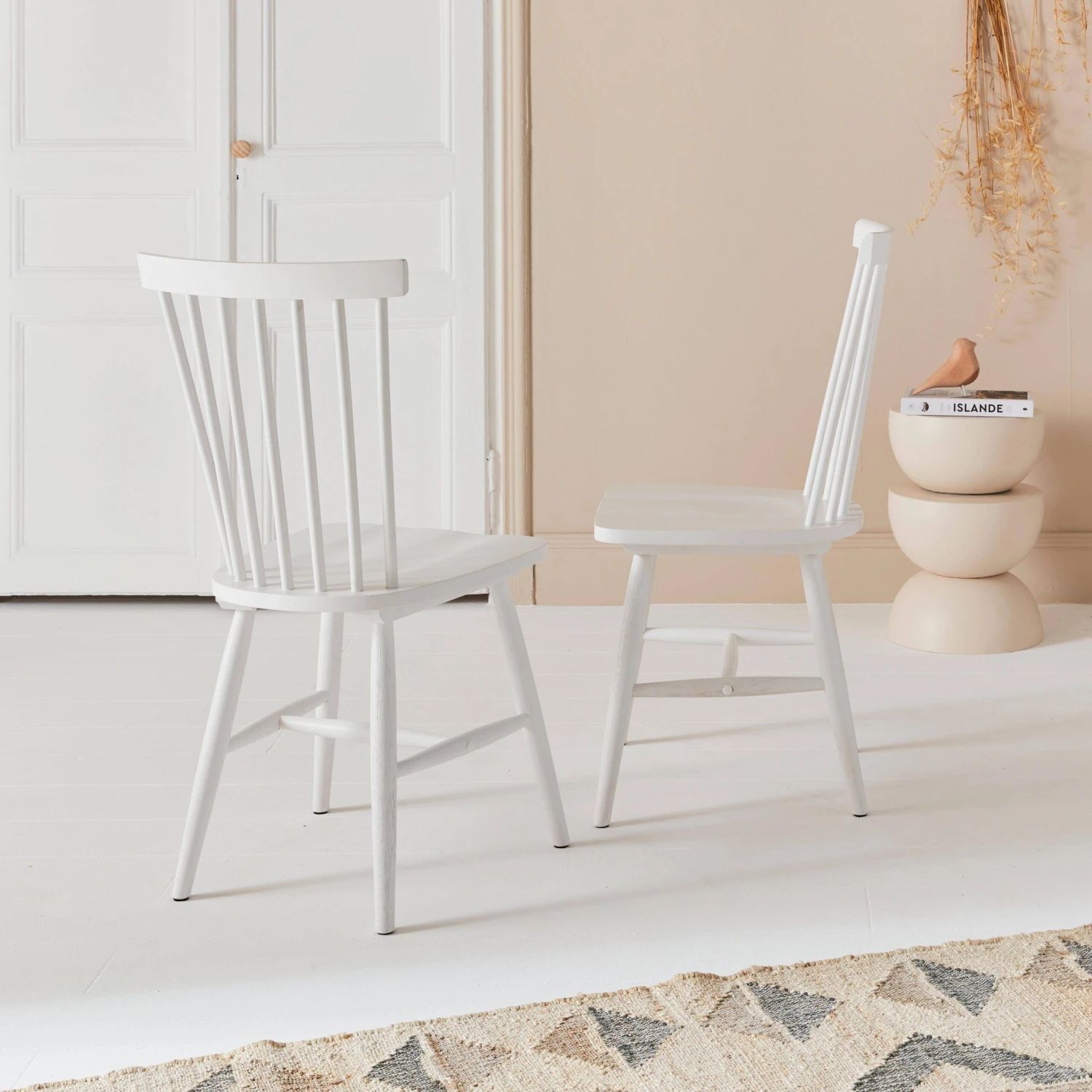 Chaise Bois D'hévéa (lot De 2) Couleur : Blanc – Image 2