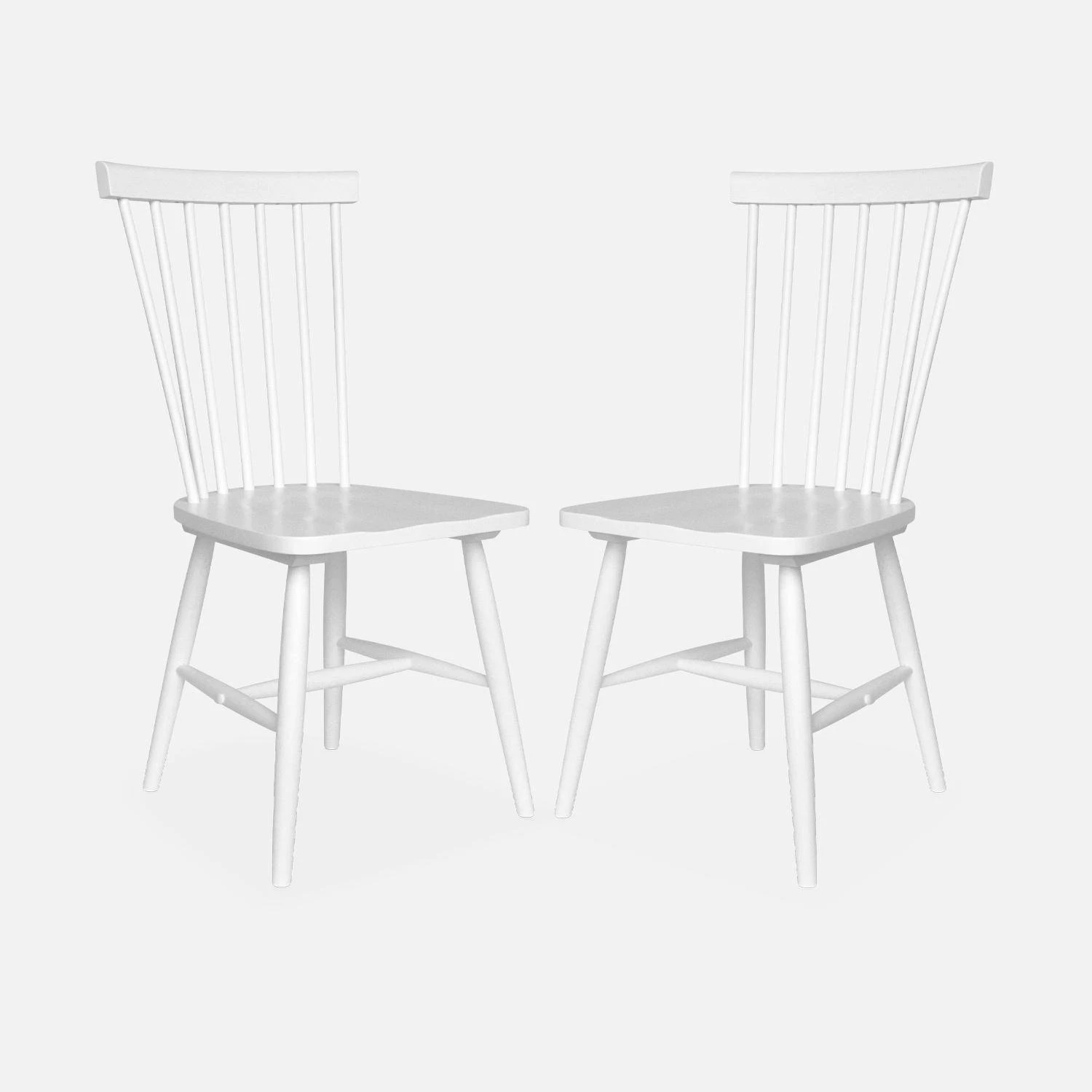 Chaise Bois D'hévéa (lot De 2) Couleur : Blanc – Image 4