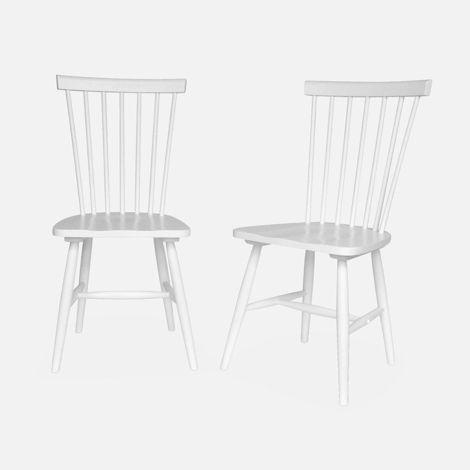 Chaise Bois D'hévéa (lot De 2) Couleur : Blanc – Image 3