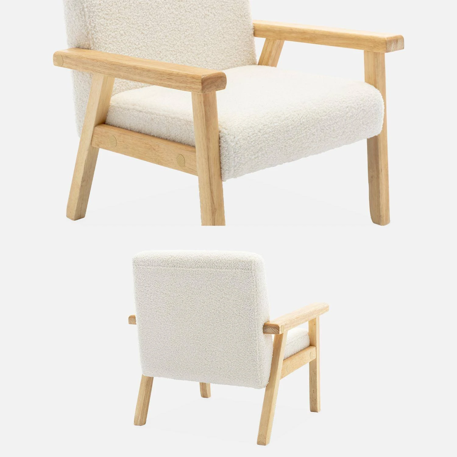 Fauteuil Scandinave Enfant Bois D'hévéa Couleur : Blanc – Image 3