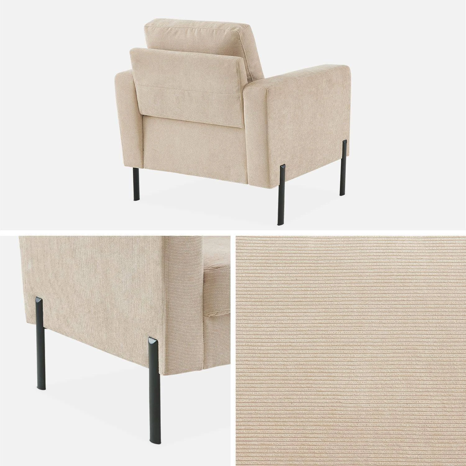 Fauteuil Velours Côtelé, Pieds Métal – Image 5