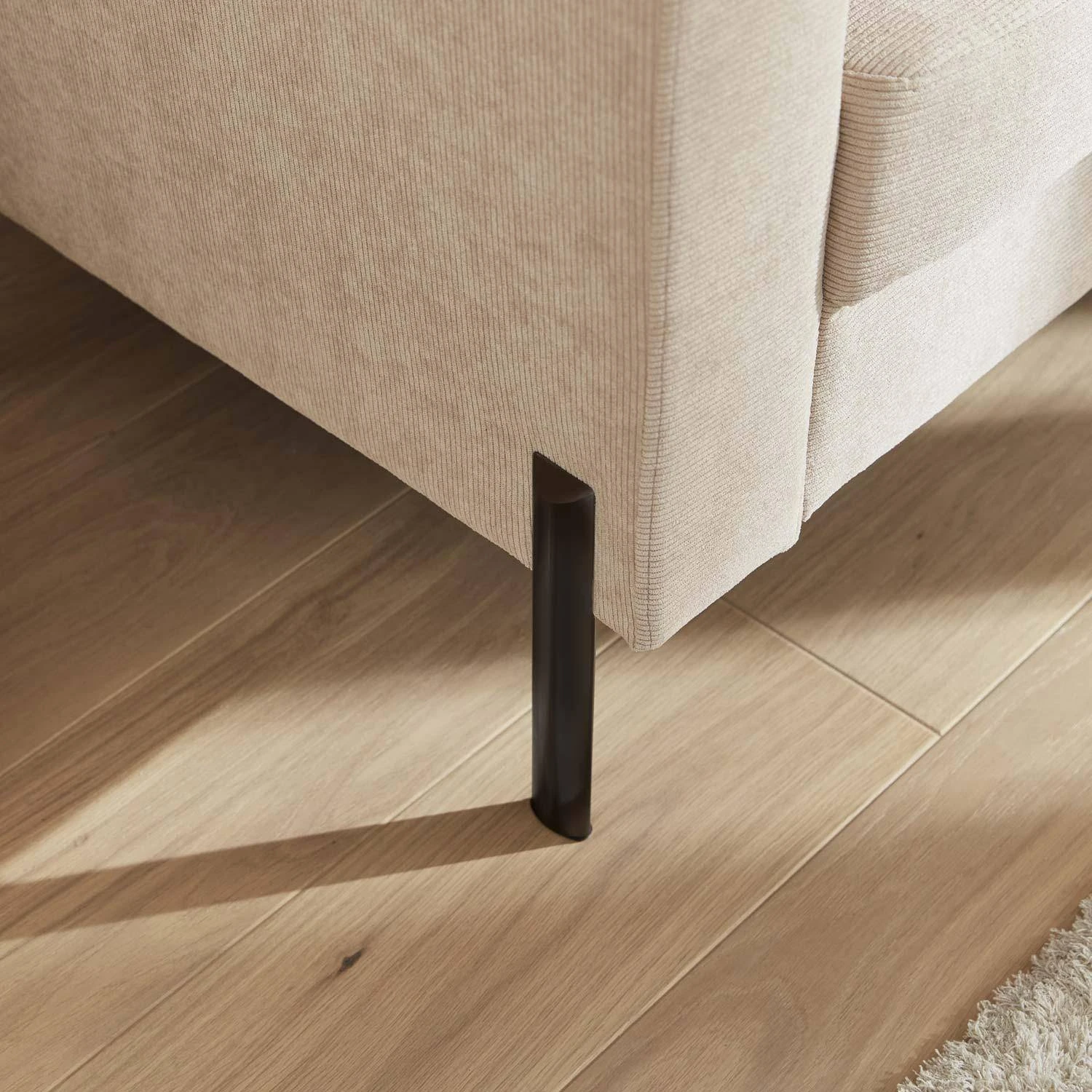 Canapé 2 Places Velours Côtelé, Pieds Métal – Image 3