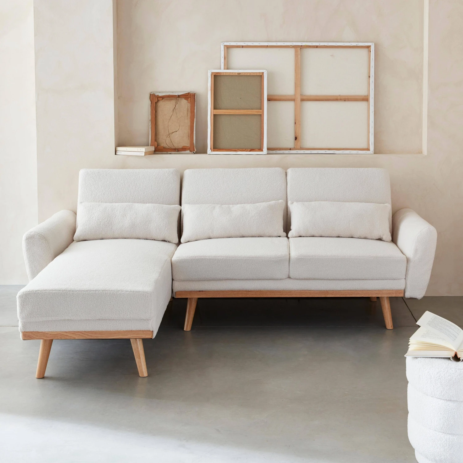 Canapé Convertible D'angle, Réversible, 3 Places Revêtement Bouclette