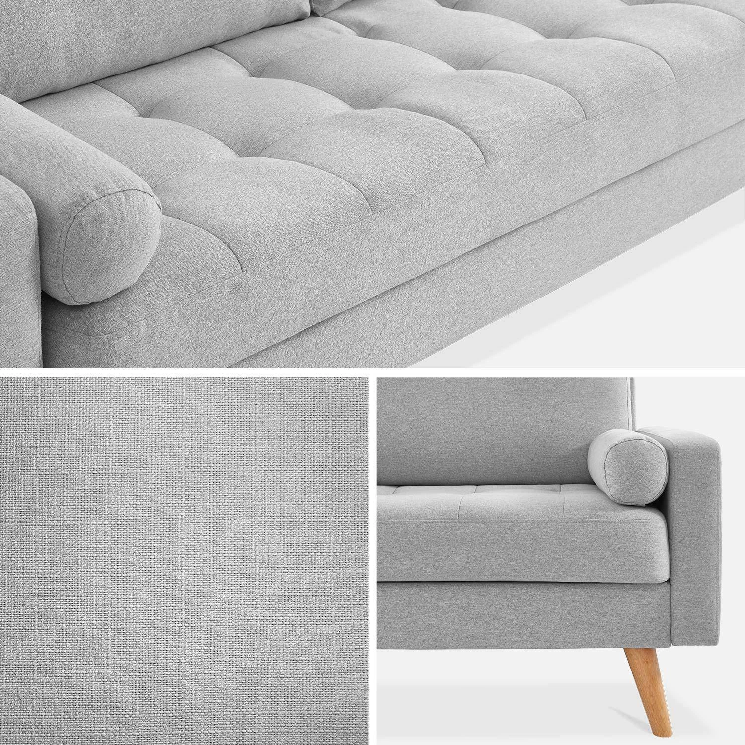 Canapé 3 Places, Pieds Bois Couleur : Gris Clair – Image 6