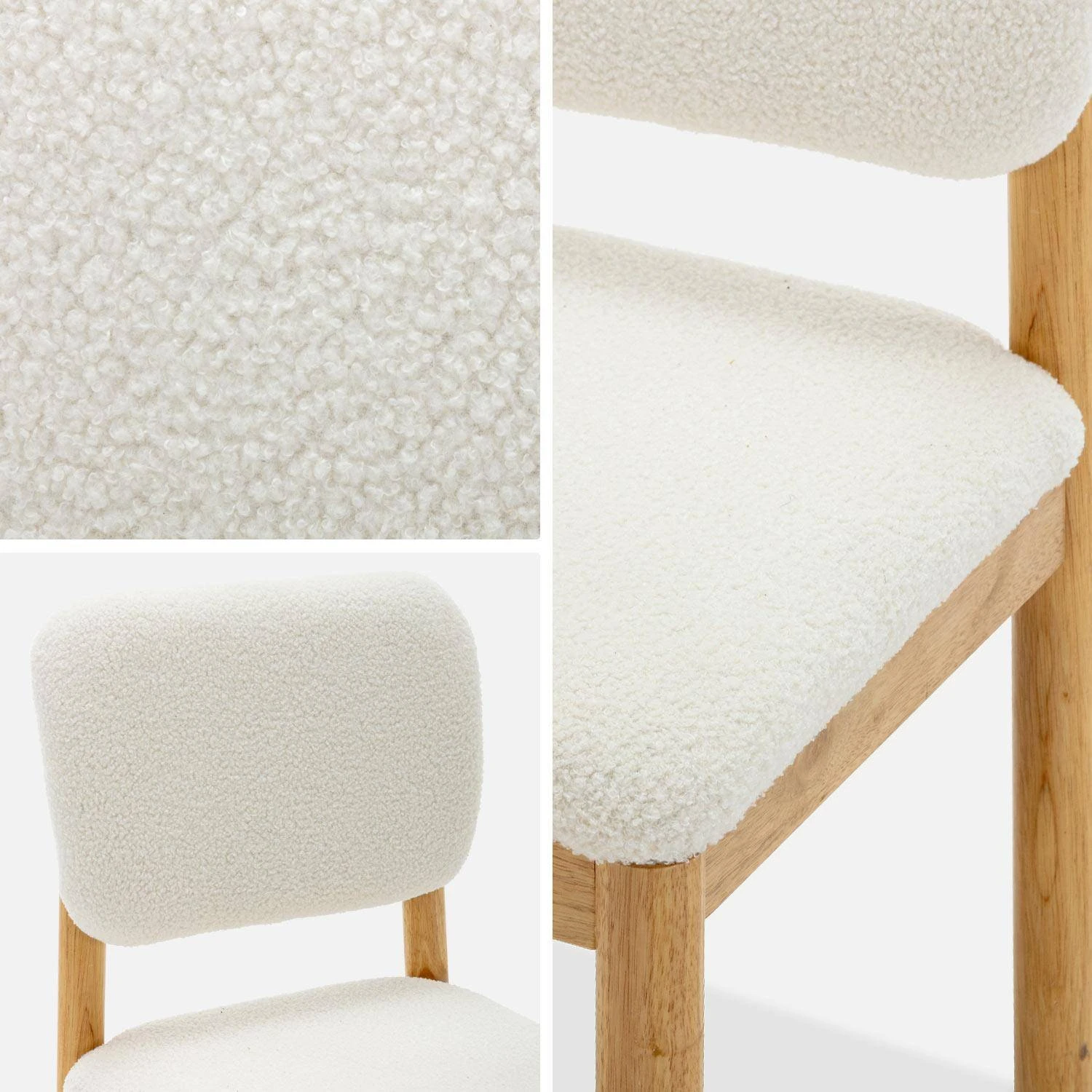 Chaises Bois D'hévéa Et Revêtement Bouclette (lot De 2) – Image 4