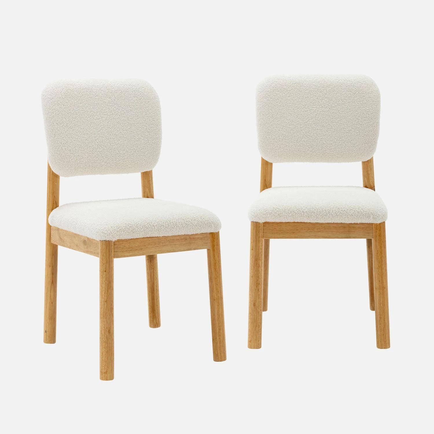 Chaises Bois D'hévéa Et Revêtement Bouclette (lot De 2)