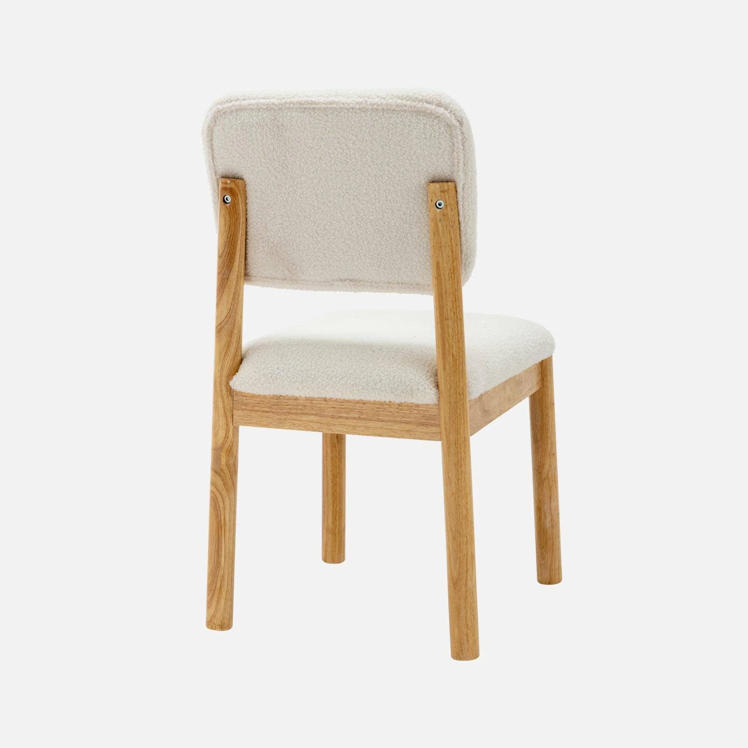 Chaises Bois D'hévéa Et Revêtement Bouclette (lot De 2) – Image 3