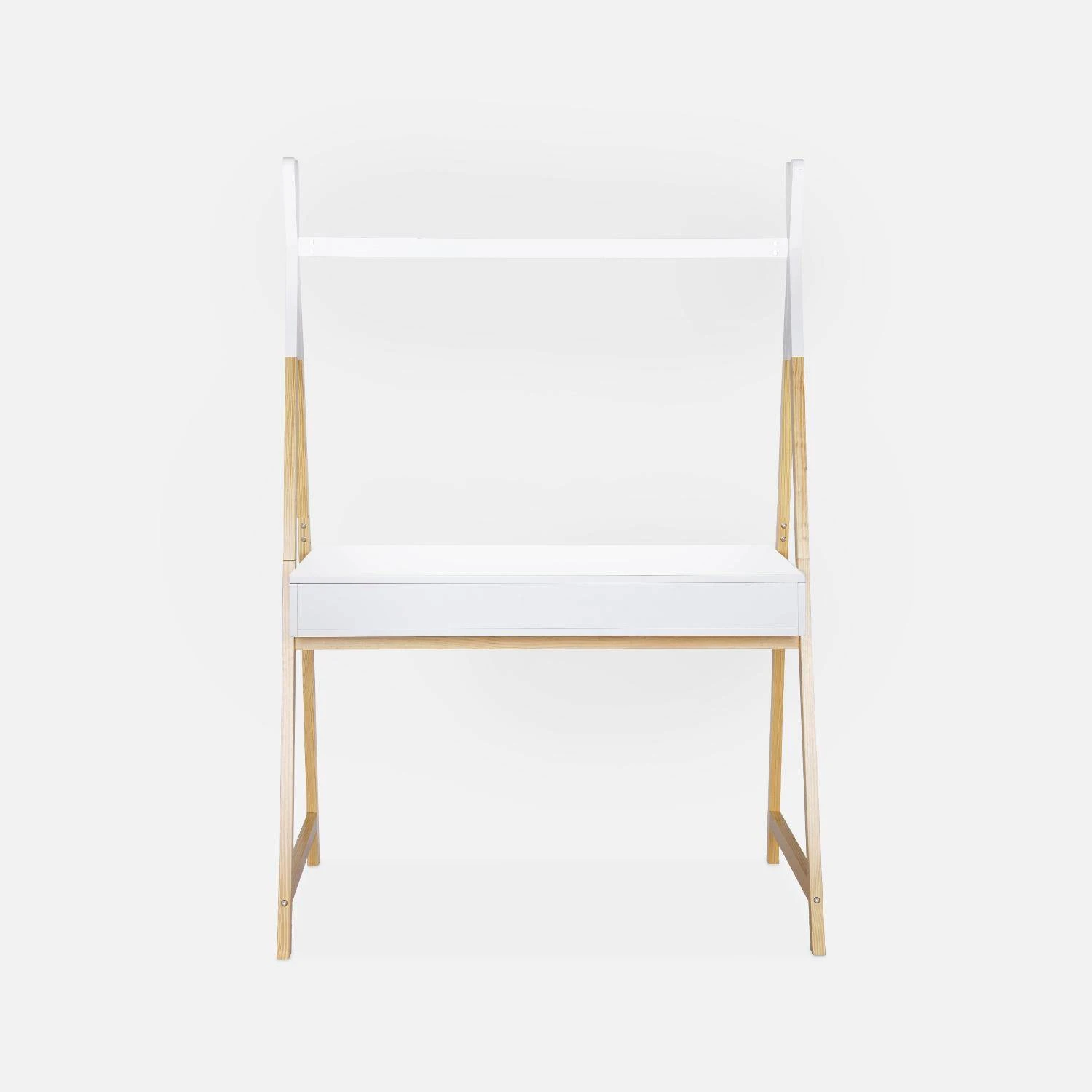 Bureau Tipi Enfant Avec Casiers Couleur : Blanc â Image 5