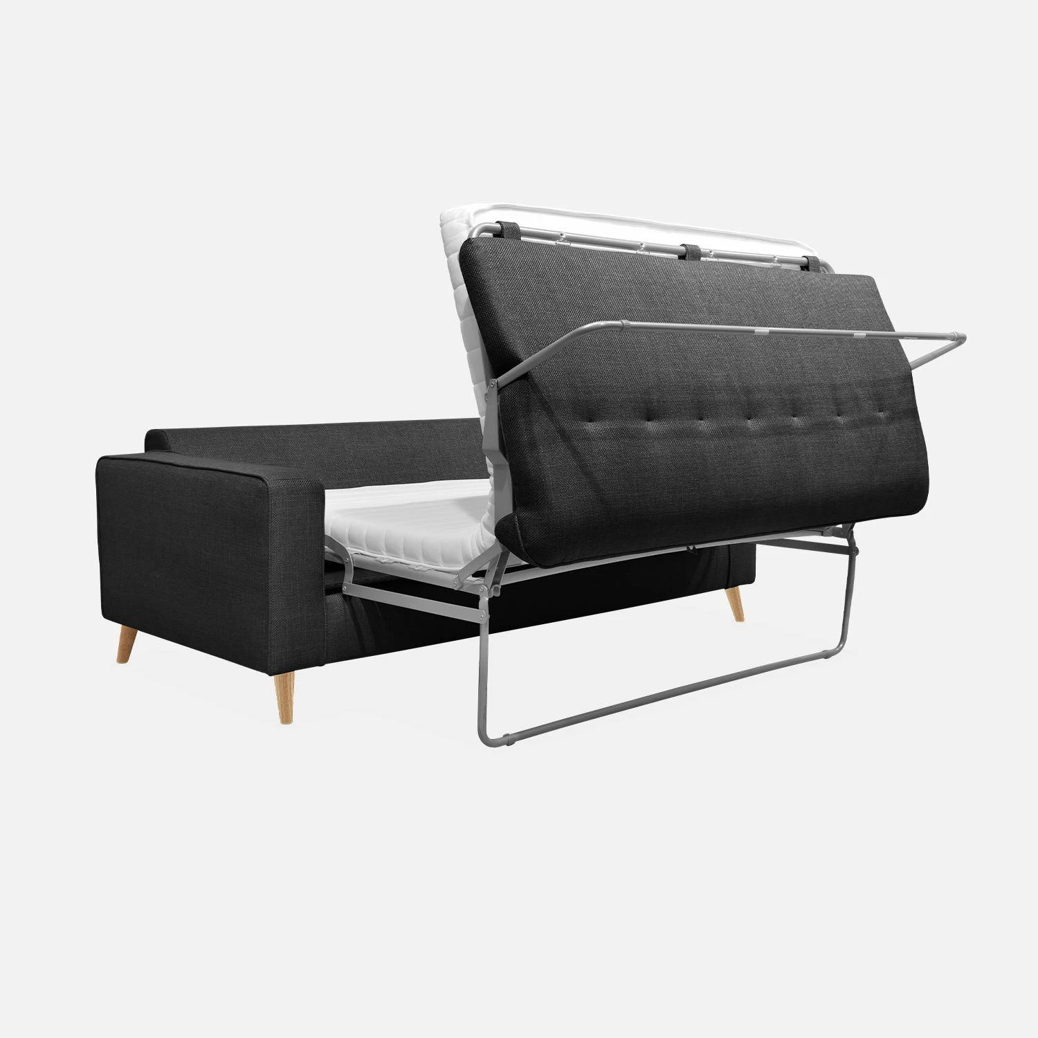 Canapé Lit Convertible 3 Places Avec Matelas 12cm - Fabriqué En France Couleur : Anthracite – Image 7