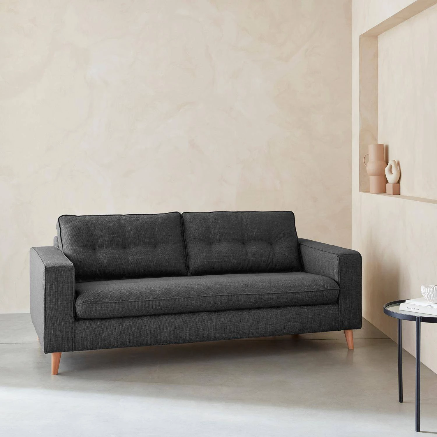 Canapé Lit Convertible 3 Places Avec Matelas 12cm - Fabriqué En France Couleur : Anthracite – Image 2