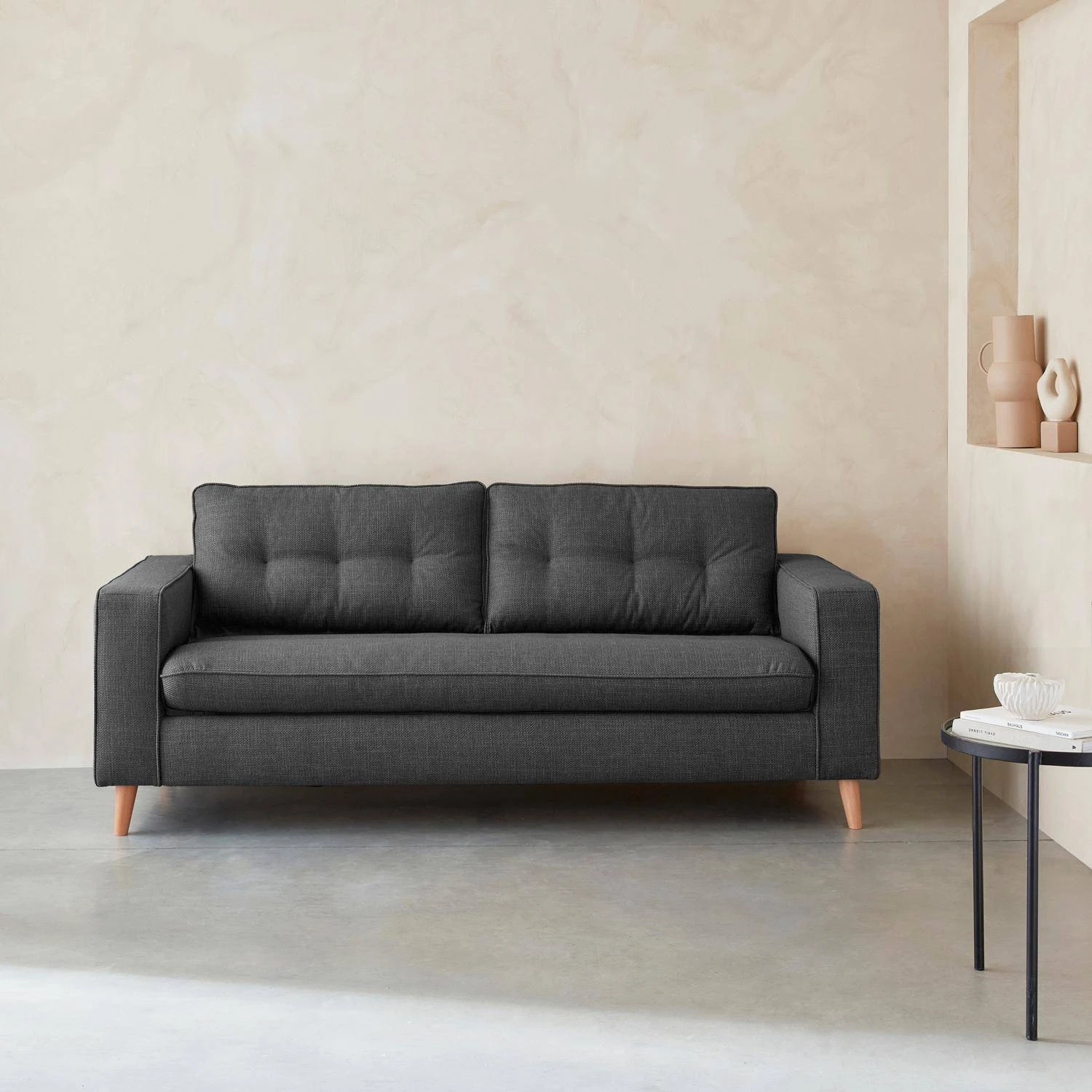 Canapé Lit Convertible 3 Places Avec Matelas 12cm - Fabriqué En France Couleur : Anthracite