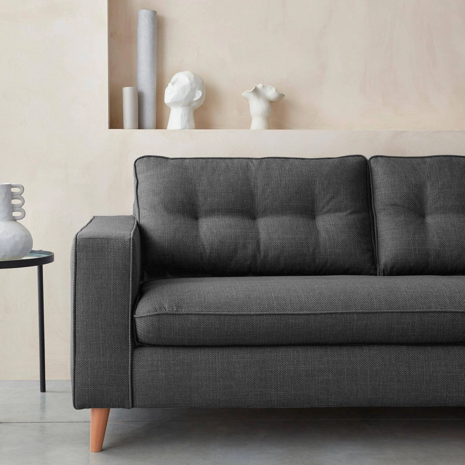 Canapé Lit Convertible 3 Places Avec Matelas 12cm - Fabriqué En France Couleur : Anthracite – Image 5