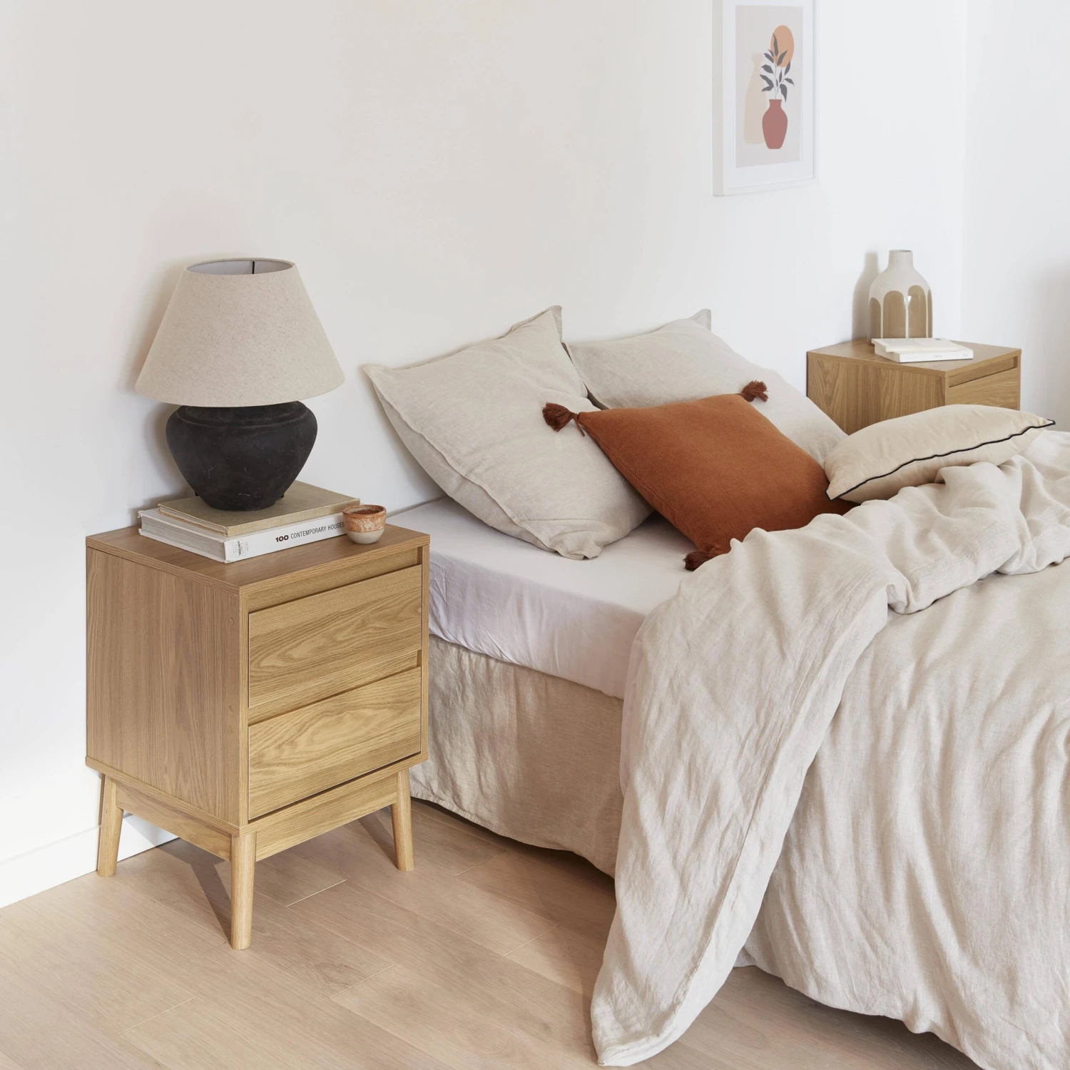 Table De Chevet Effet Bois Deux Tiroirs (lot De 2) â Image 2