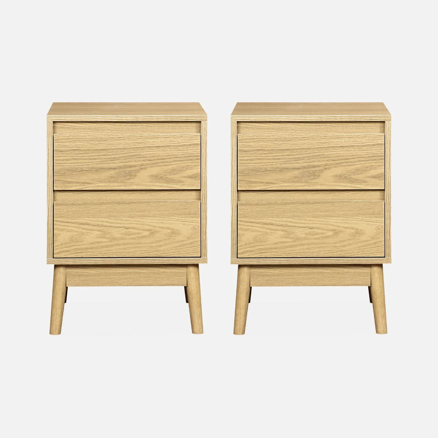 Table De Chevet Effet Bois Deux Tiroirs (lot De 2) â Image 4