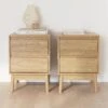 Table De Chevet Effet Bois Deux Tiroirs (lot De 2)