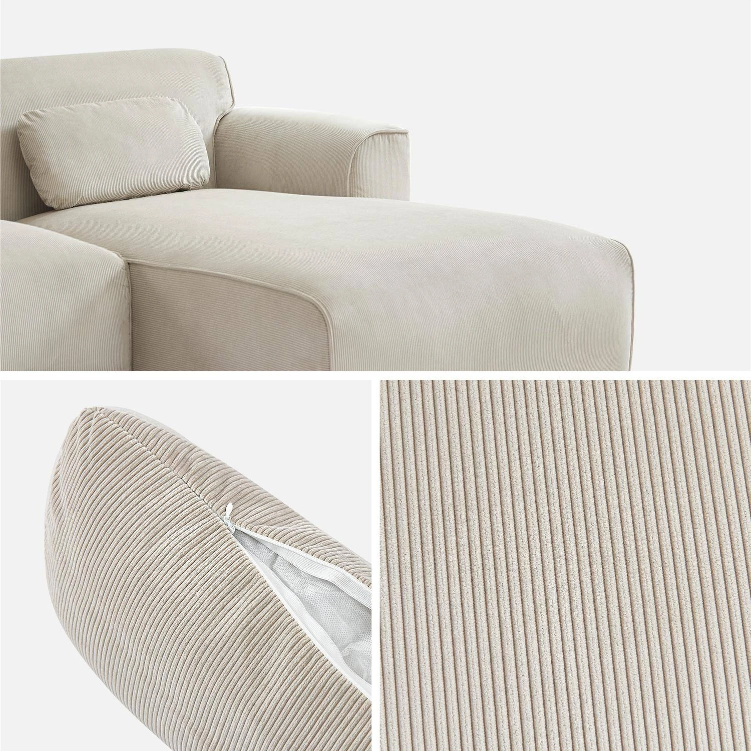 Canapé D'angle Velours Côtelé 2 à 3 Places – Image 4