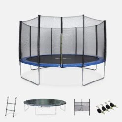 Trampoline 430cm Avec Pack D'accessoires Couleur : Bleu