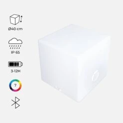 Cube Lumineux LED Avec Batterie Et Enceinte Bluetooth Intérieur/extérieur