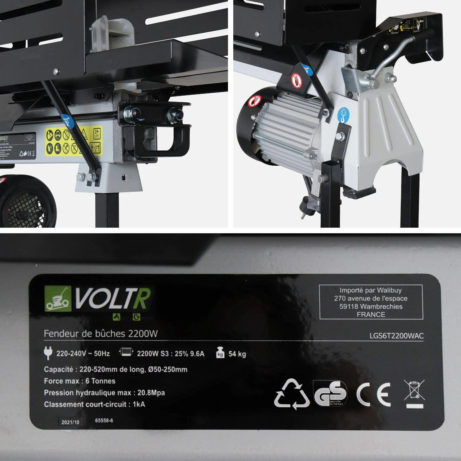 Fendeur De Bûches Horizontal électrique 52cm 2200W + Support – Image 7