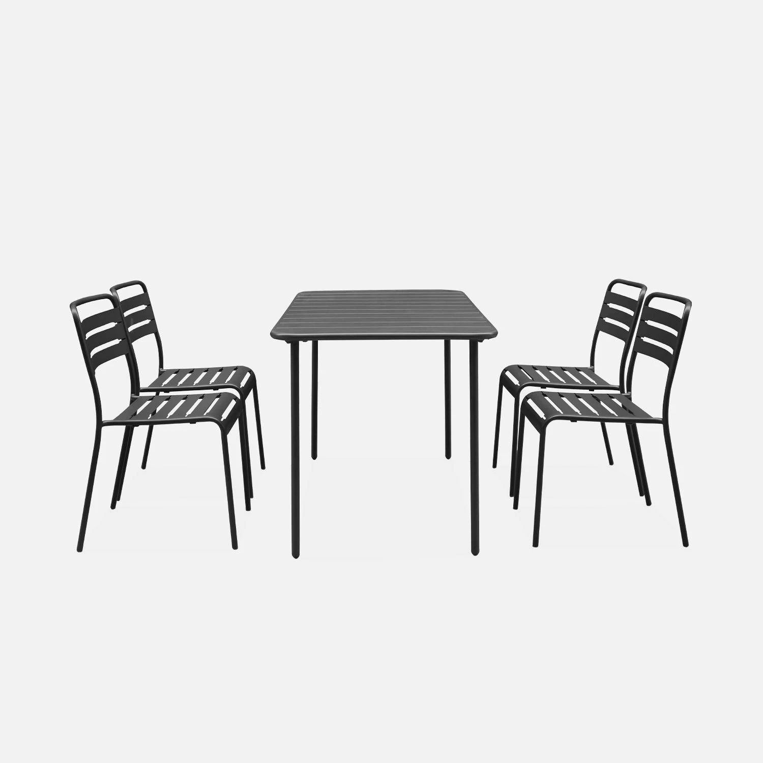 Table De Jardin Métal, 4 Chaises Couleur : Anthracite – Image 4