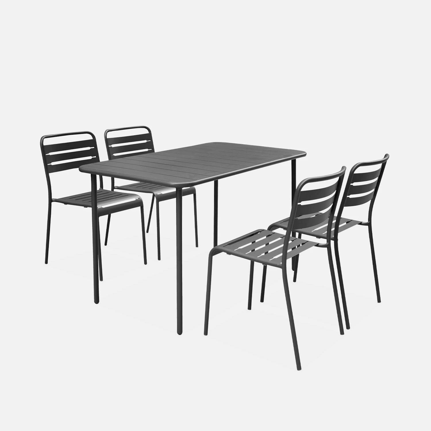 Table De Jardin Métal, 4 Chaises Couleur : Anthracite – Image 3