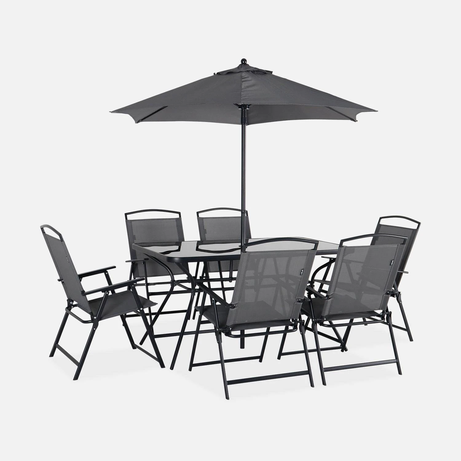 Table De Jardin Acier, 6 Fauteuils Et 1 Parasol â Image 3
