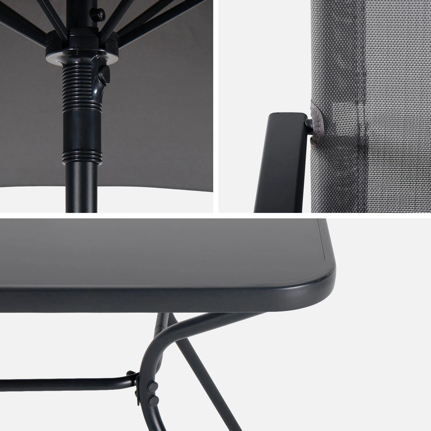 Table De Jardin Acier, 6 Fauteuils Et 1 Parasol â Image 8