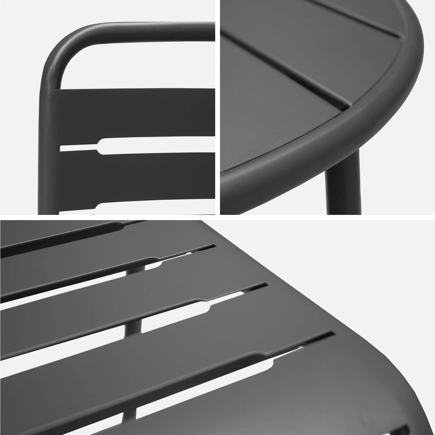 Table De Jardin Métal 2 Chaises Couleur : Anthracite – Image 7