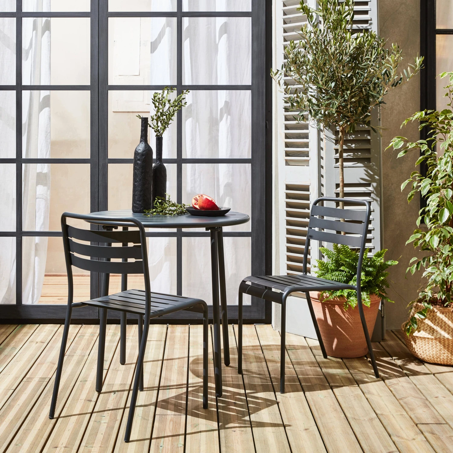 Table De Jardin Métal 2 Chaises Couleur : Anthracite – Image 2