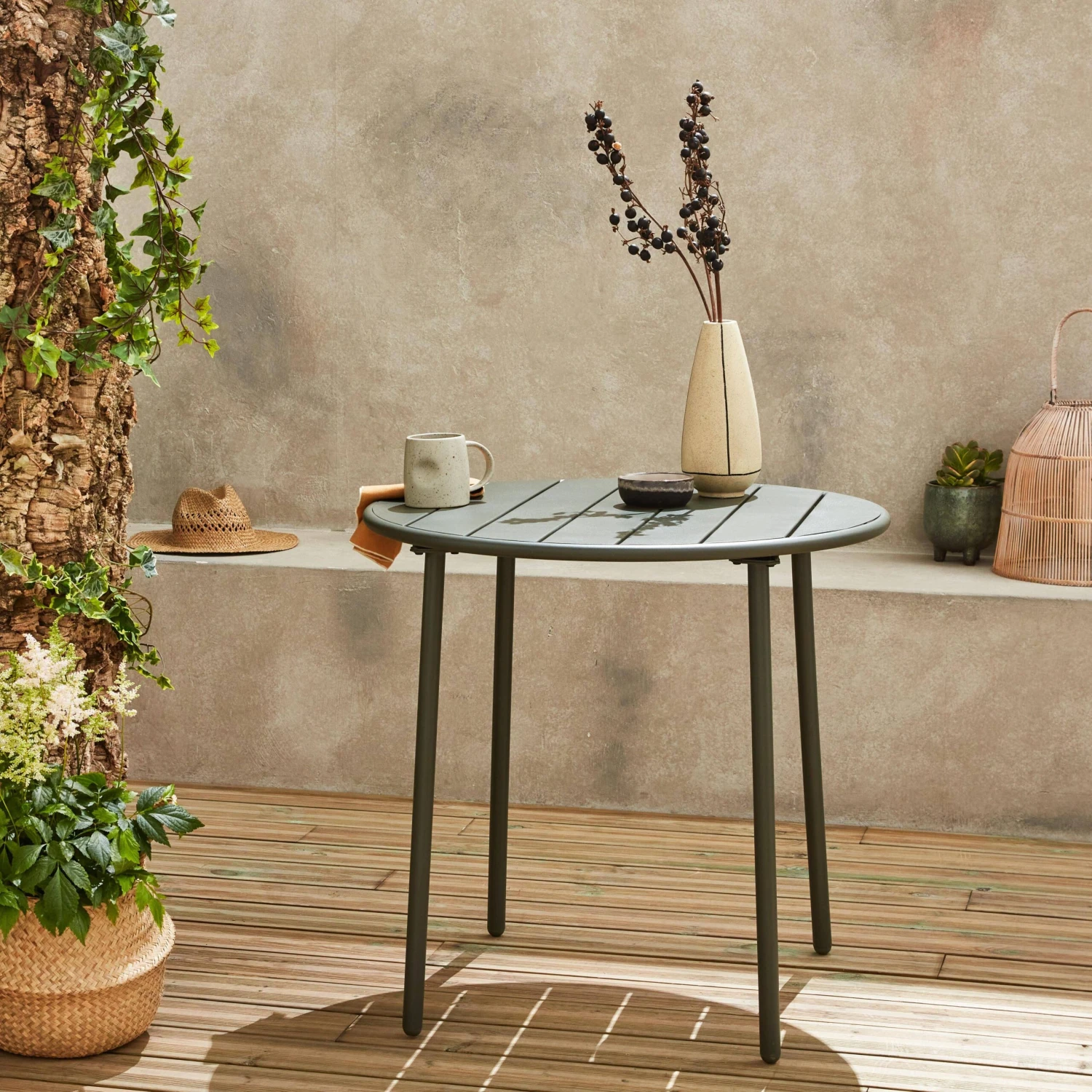 Table De Jardin Métal 2 Places Couleur : Savane – Image 2