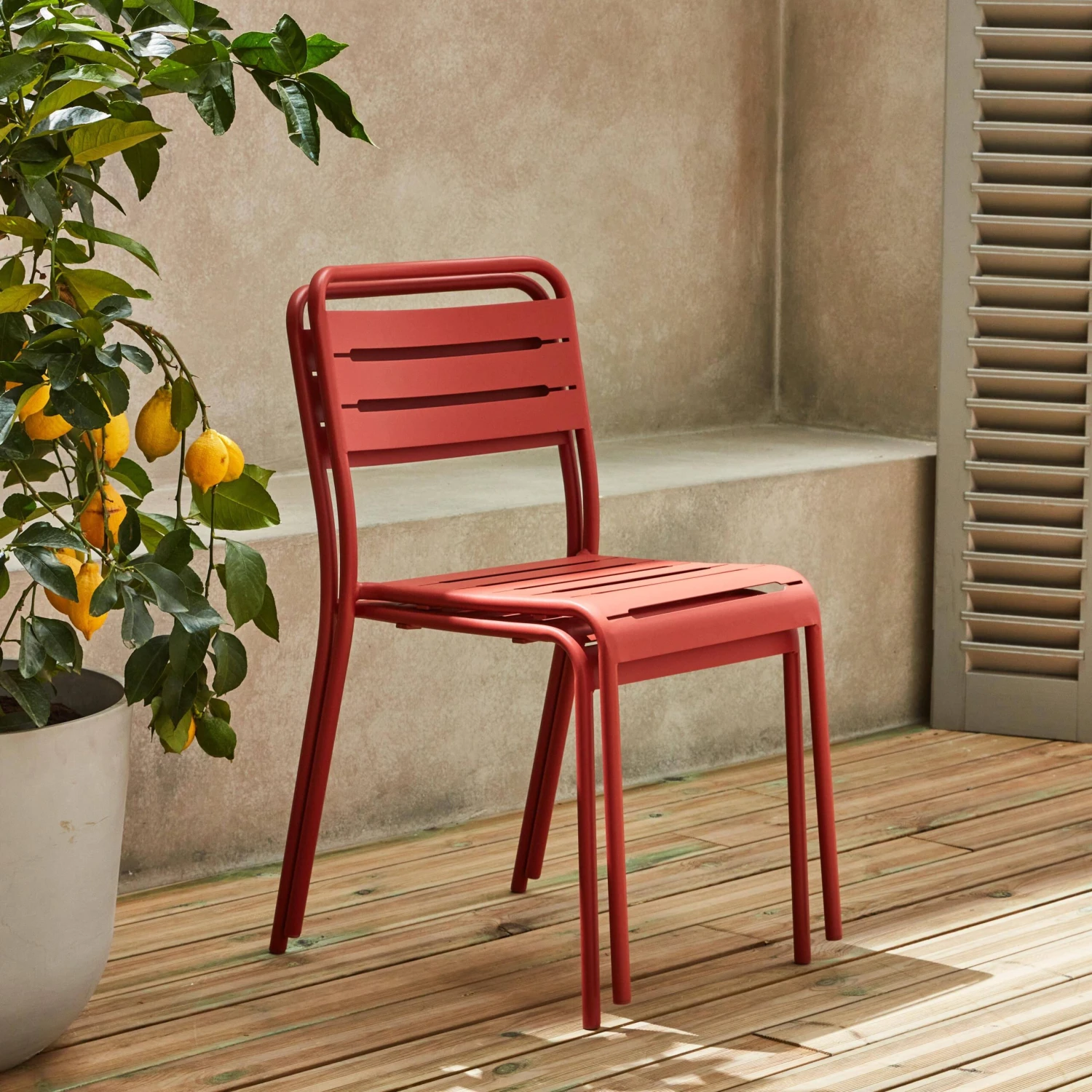Chaise De Jardin En Acier (lot De 2) Couleur : Terracotta â Image 3