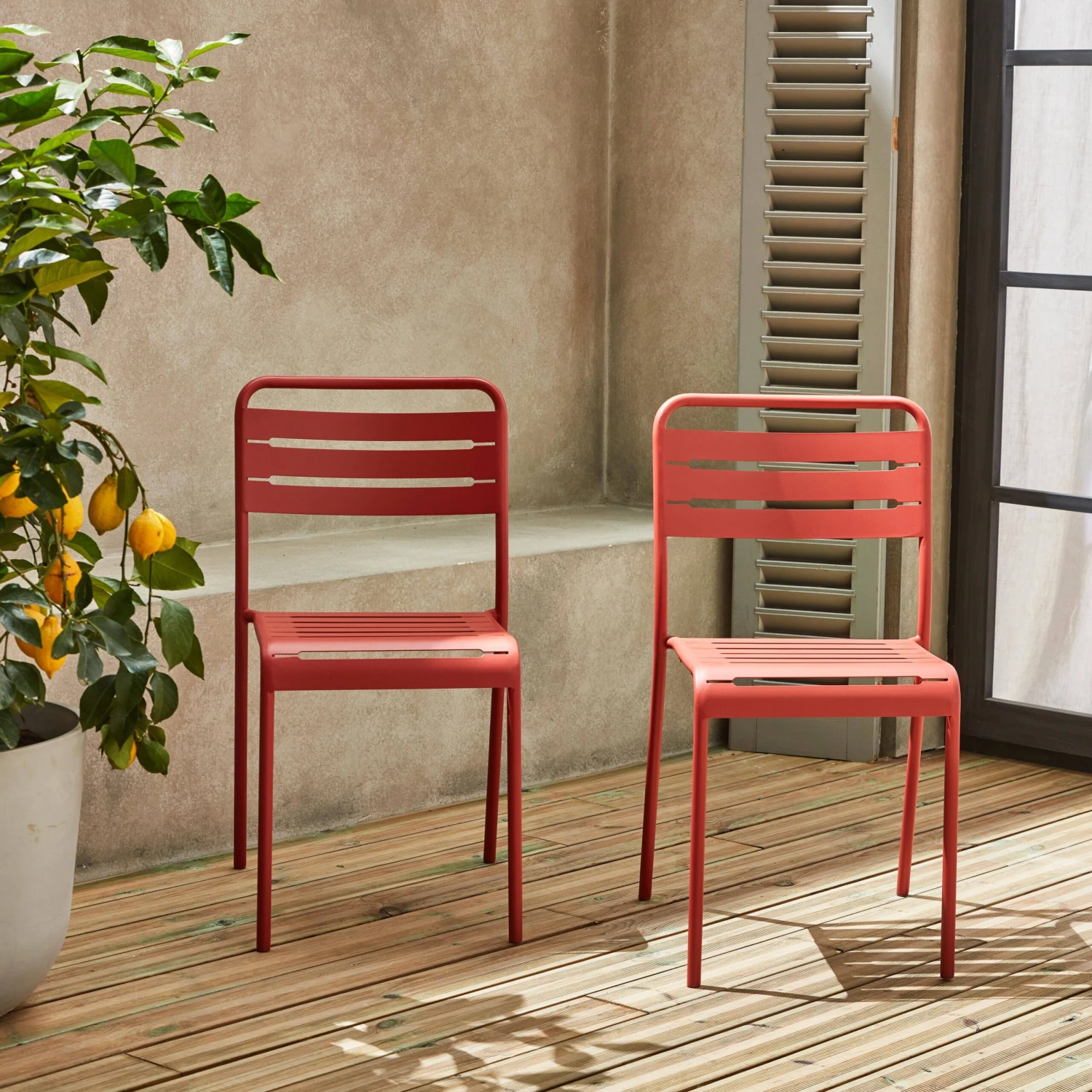 Chaise De Jardin En Acier (lot De 2) Couleur : Terracotta â Image 2