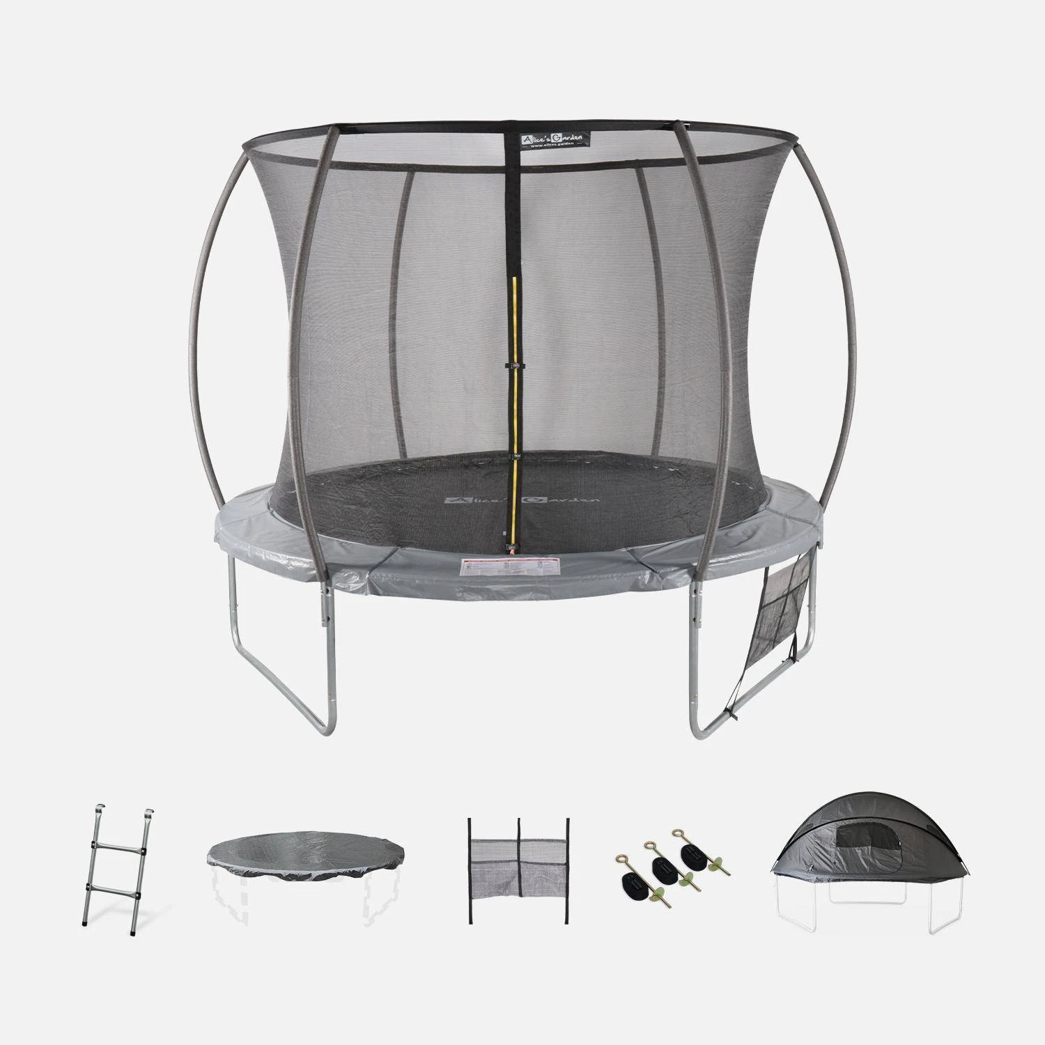 Trampoline 305cm Filet Intérieur Avec Pack D'accessoires + Tente De Camping