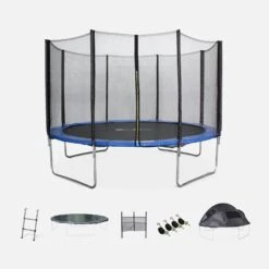 Trampoline 370 Avec Pack D'accessoires + Tente De Camping
