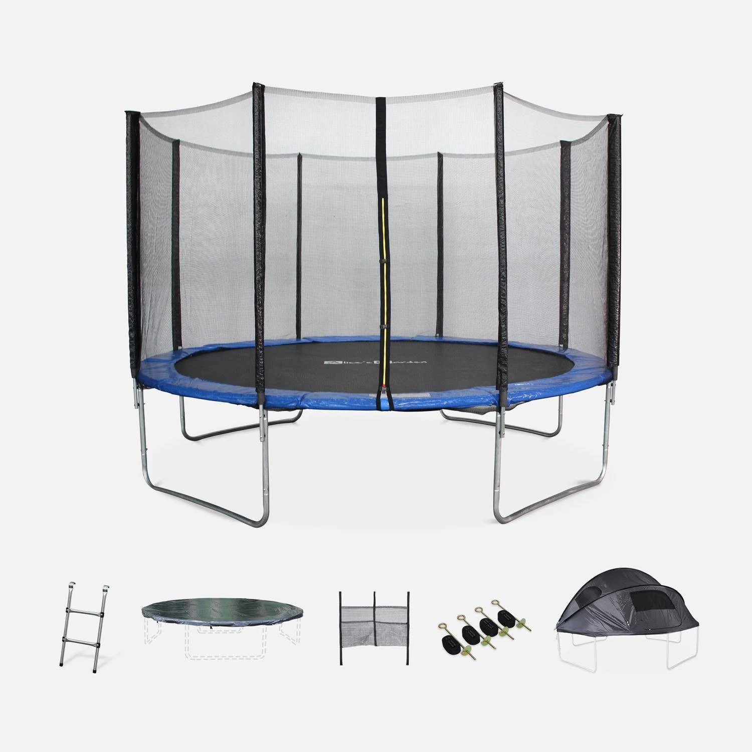Trampoline 370 Avec Pack D'accessoires + Tente De Camping