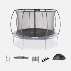 Trampoline 370cm Filet Intérieur Avec Pack D'accessoires + Tente De Camping