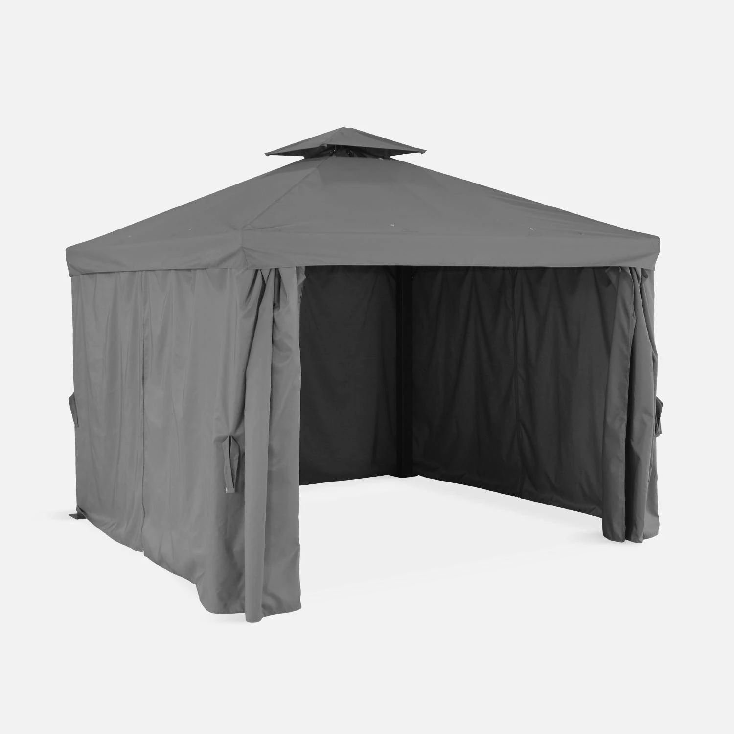 Pergola Aluminium 3x3 M Avec Rideaux Couleur : Gris â Image 2