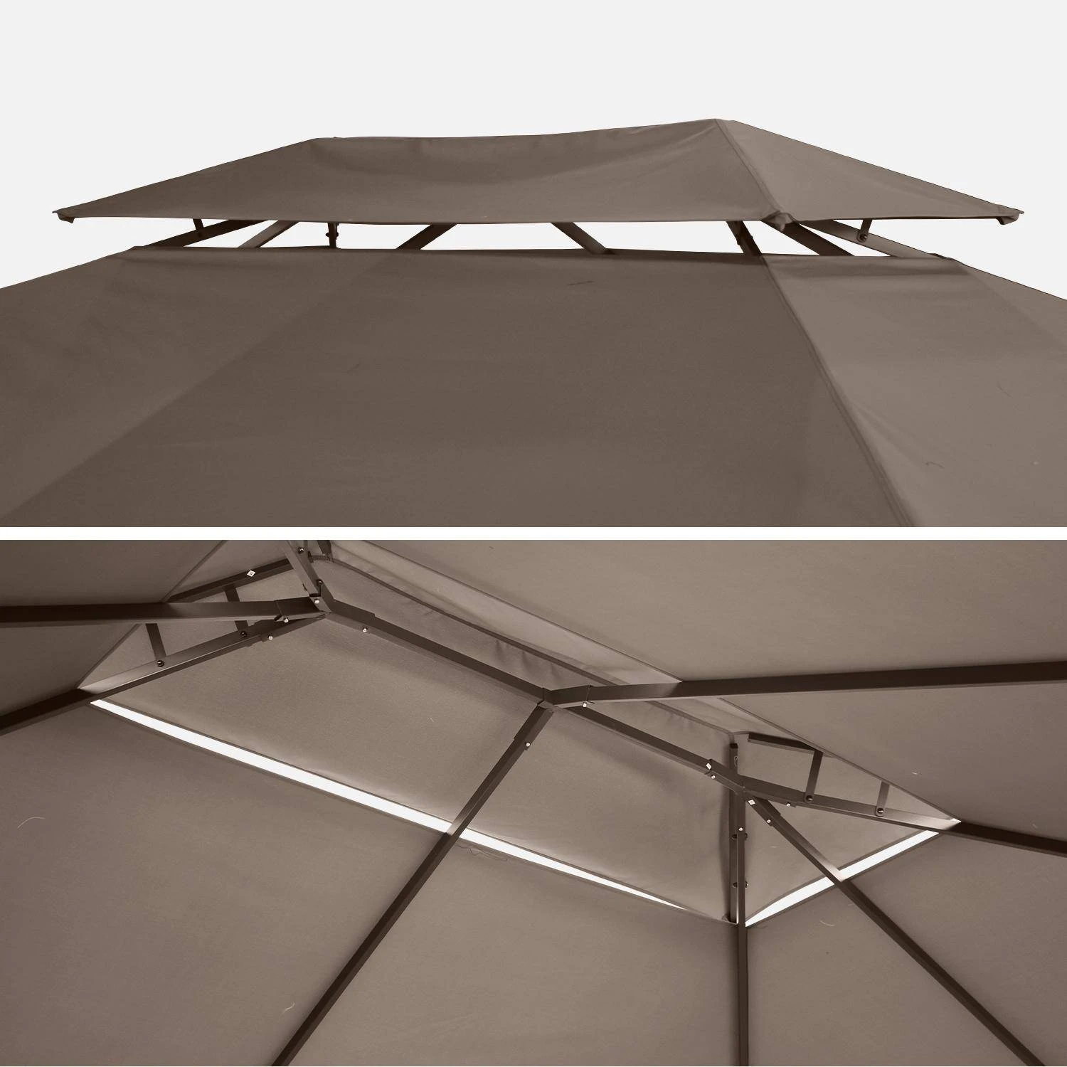 Pergola Aluminium 3x4 M Avec Rideaux Couleur : Taupe â Image 3