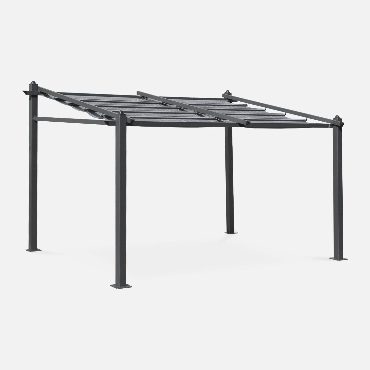 Pergola Aluminium 3x4 M Toile Coulissante Couleur : Gris