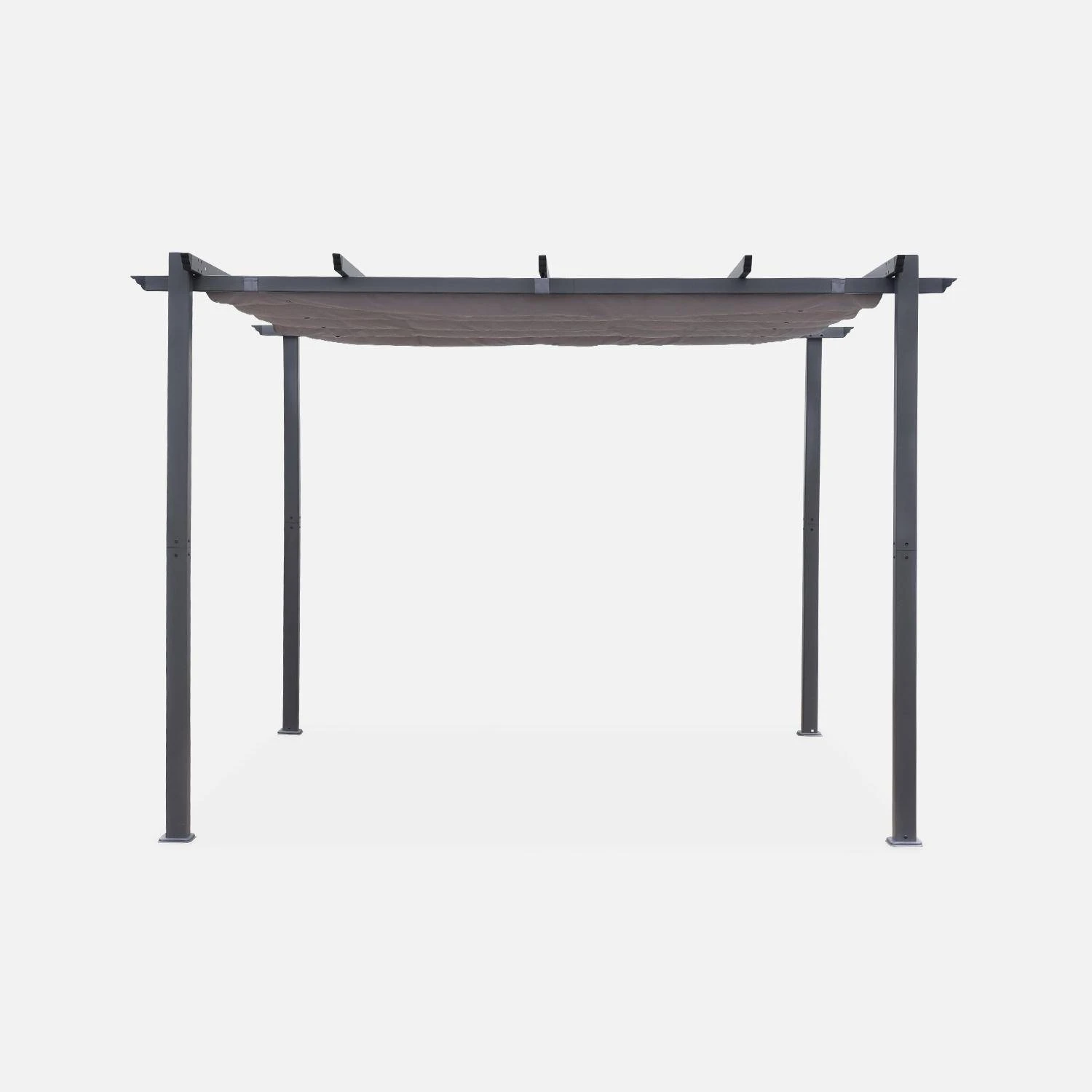 Pergola, Aluminium, 3x3m, Toile Coulissante Couleur : Gris â Image 2
