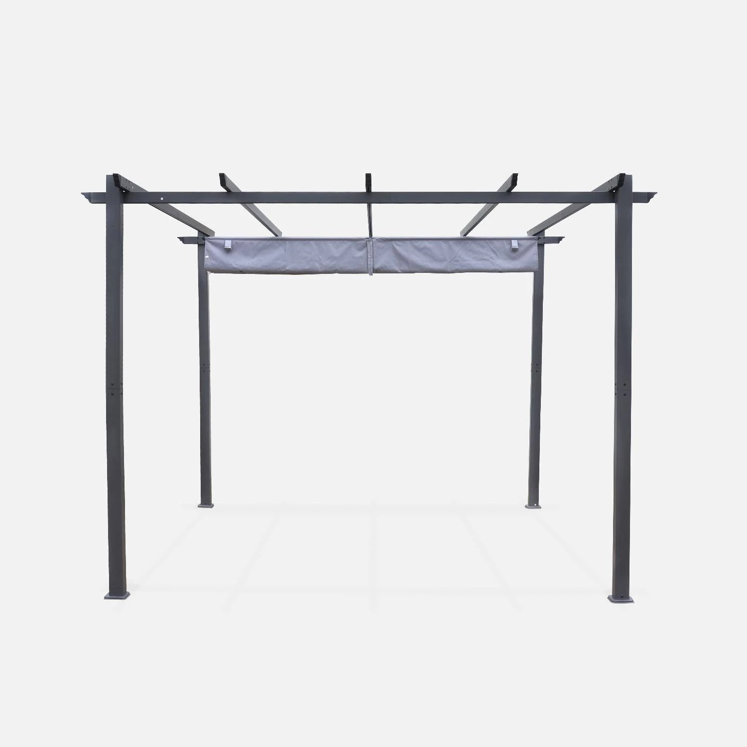 Pergola, Aluminium, 3x3m, Toile Coulissante Couleur : Gris â Image 4