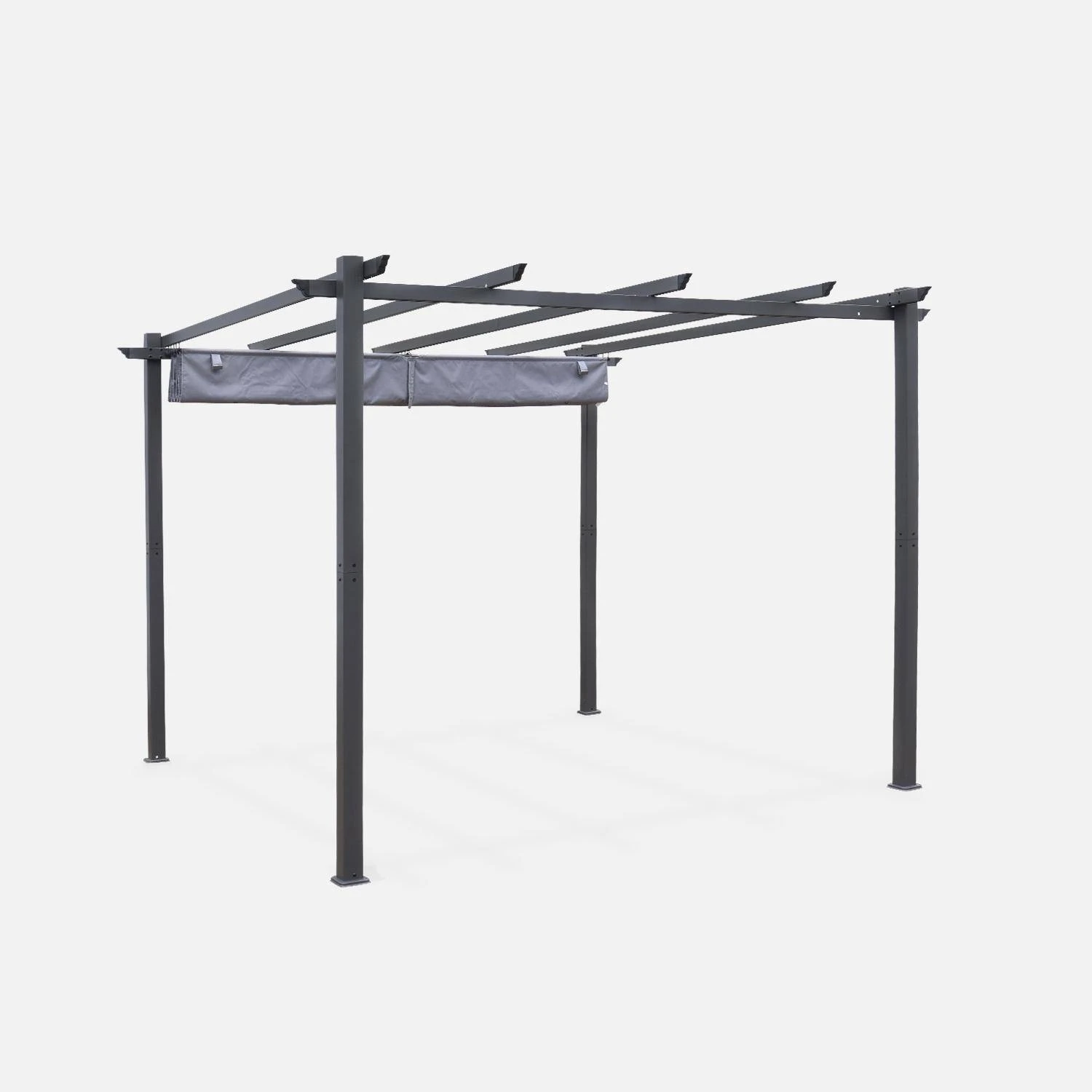 Pergola, Aluminium, 3x3m, Toile Coulissante Couleur : Gris â Image 3
