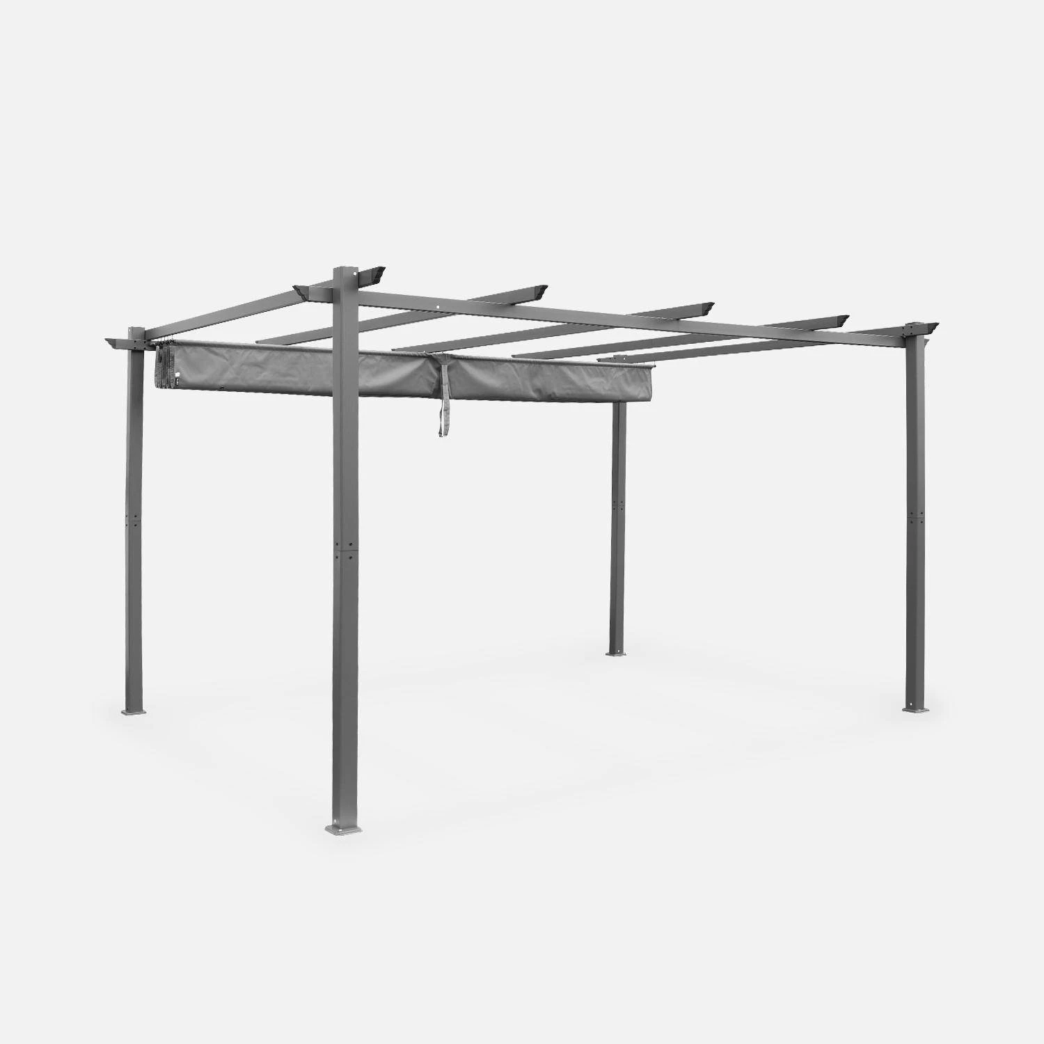 Pergola Aluminium 3x4m Toile Coulissante Couleur : Gris â Image 3