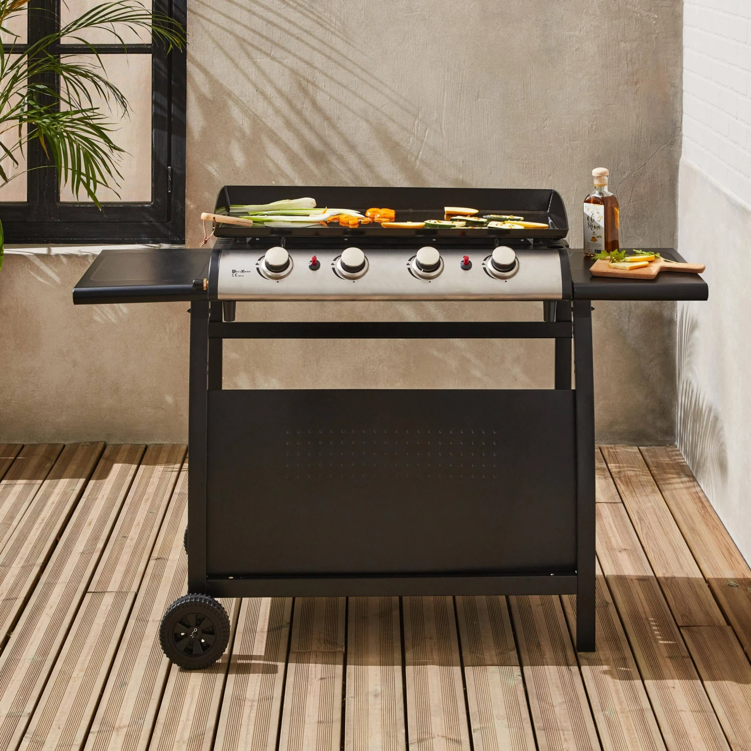 Plancha Gaz 4 Brûleurs Inox 10kW Avec Chariot – Image 2