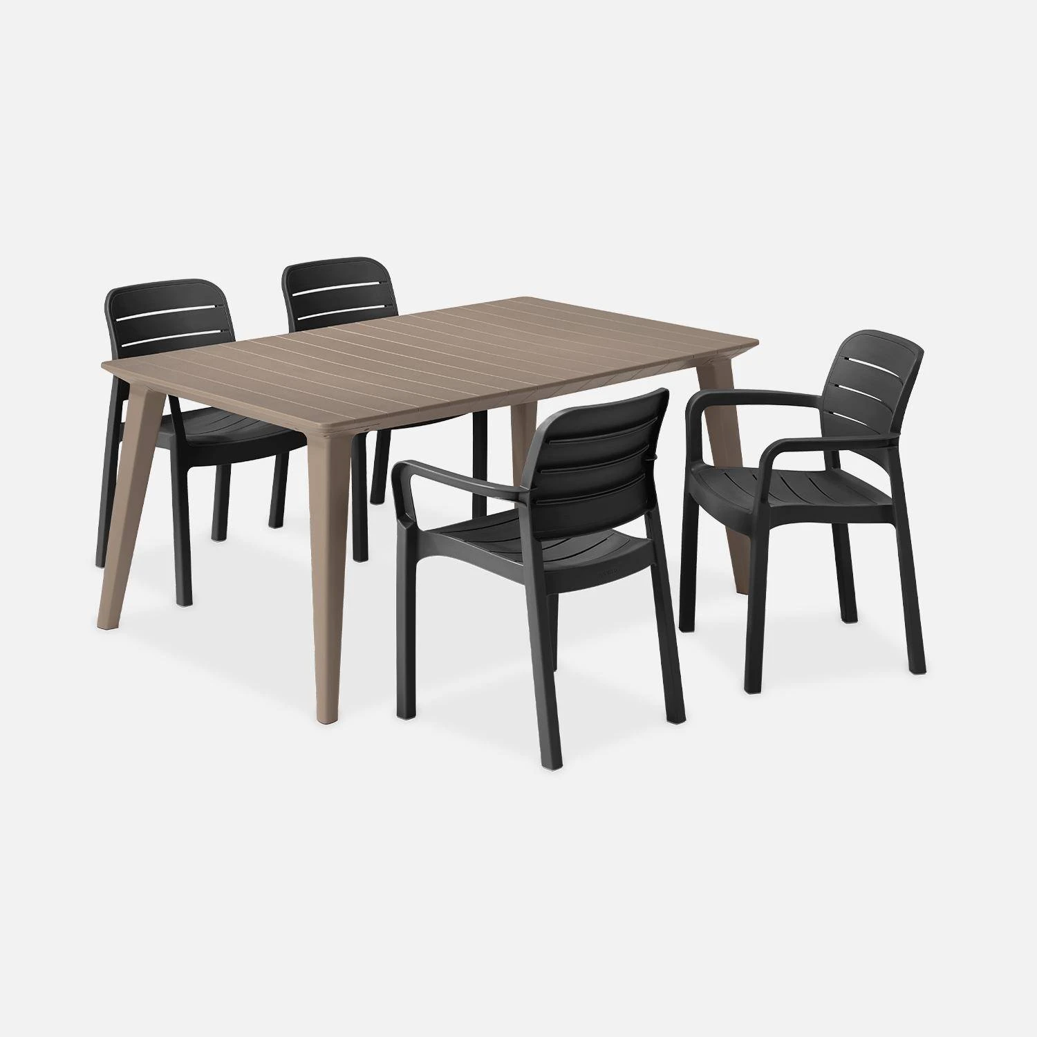 Table De Jardin Résine De Synthèse 4 à 6 Places Couleur : Cappuccino – Image 4