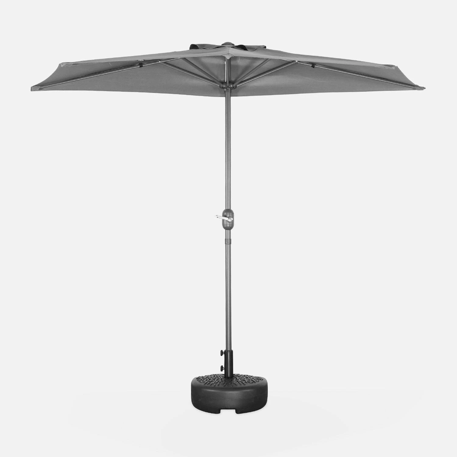 Demi-parasol Pour Balcon 2.5m Couleur : Gris â Image 2