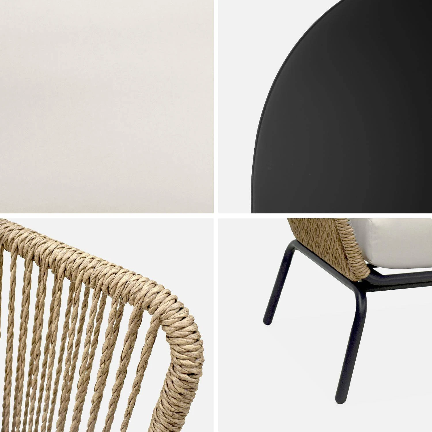 Salon De Jardin Bas, Résine Tressée Effet Rotin, 4 Places Couleur : Beige – Image 8