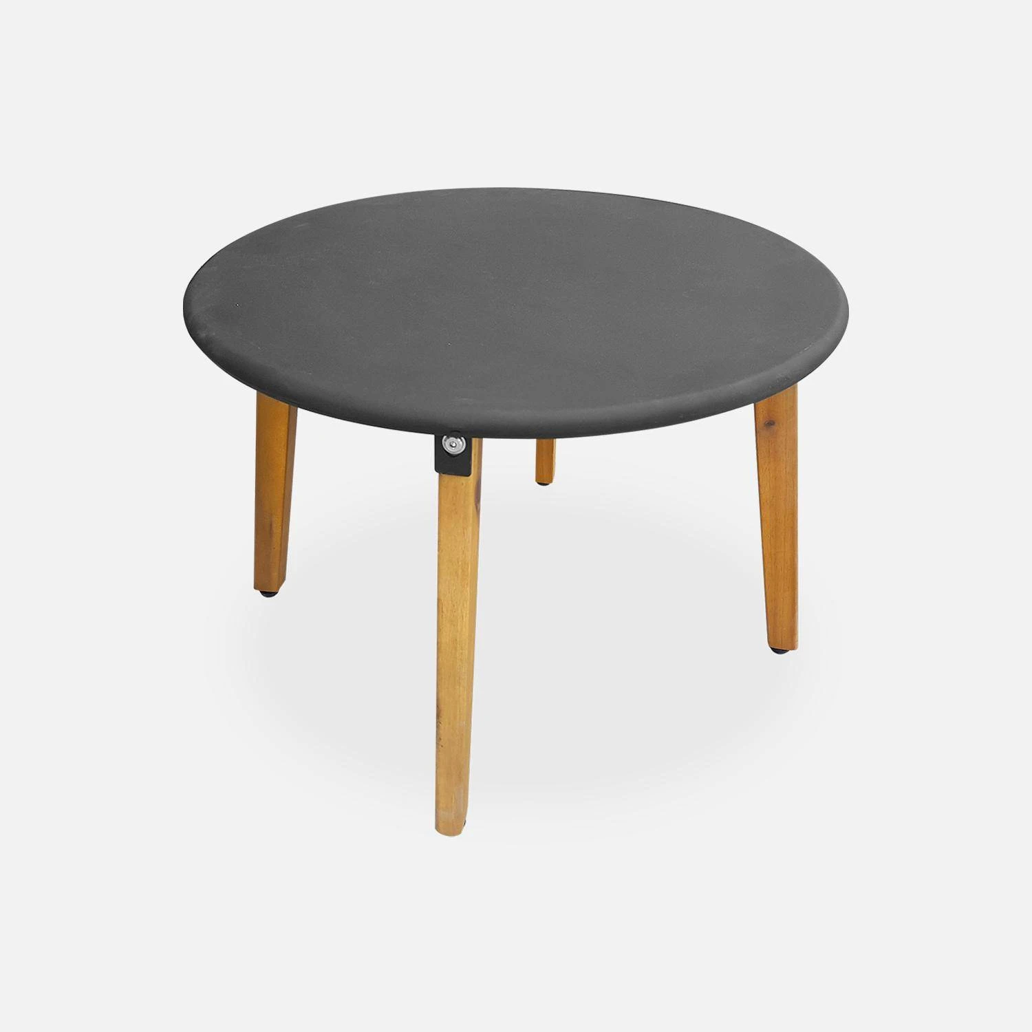 Salon De Jardin Bas Résine Tressée Effet Rotin 2 Places Couleur : Gris Chiné – Image 6