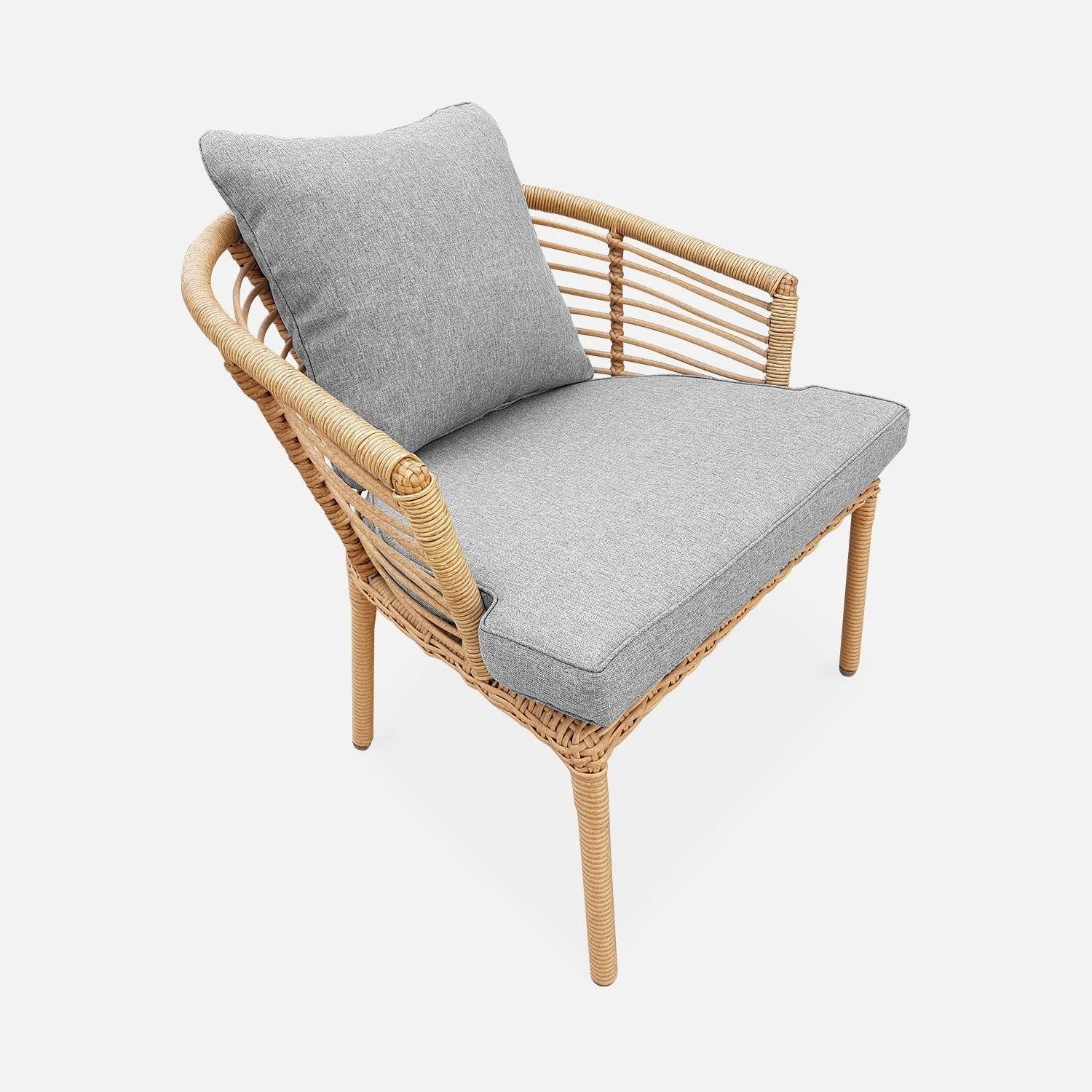 Salon De Jardin Bas Résine Tressée Effet Rotin 2 Places Couleur : Gris Chiné – Image 5